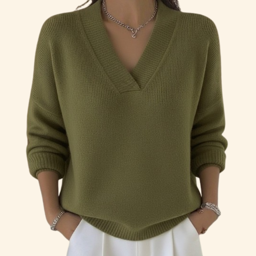 Rashida - Lässiger Strickpullover Mit V-Ausschnitt