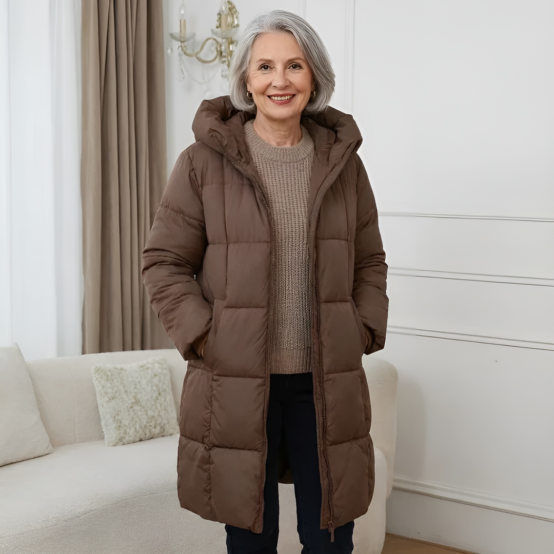 Eponina – Lange, Wattierte Jacke Mit Kapuze