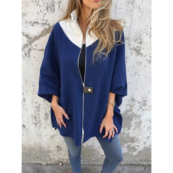 Francina - Mantel Mit Lockerem Reißverschluss Und Stehkragen