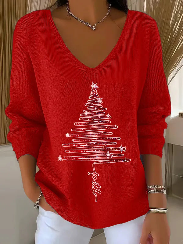 Cailee - Weihnachts-T-Hemd Mit V-Ausschnitt