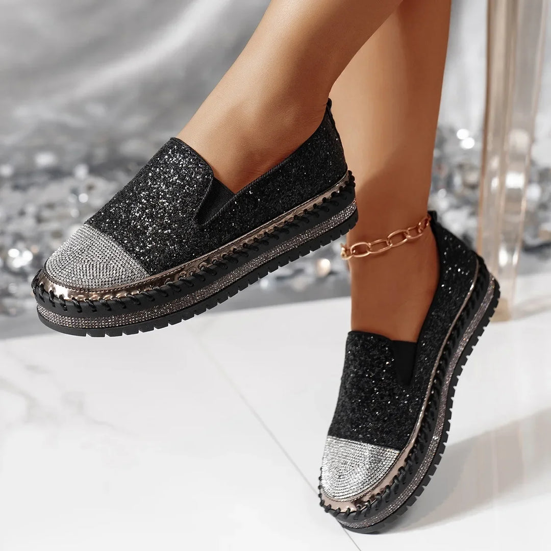 Lizka – Plateau Loafer Mit Glitzer Und Strass
