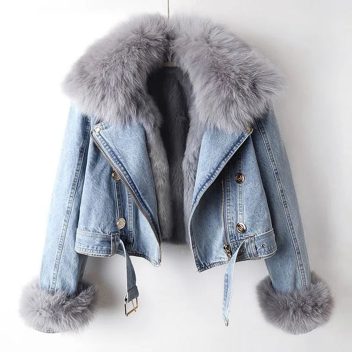 Phylicia - Elegante Jeansjacke Aus Kunstfell