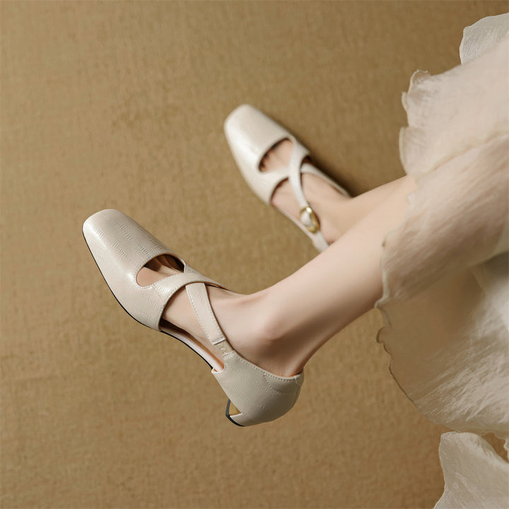 Malena - Leder Kreuzriemen Schuhe
