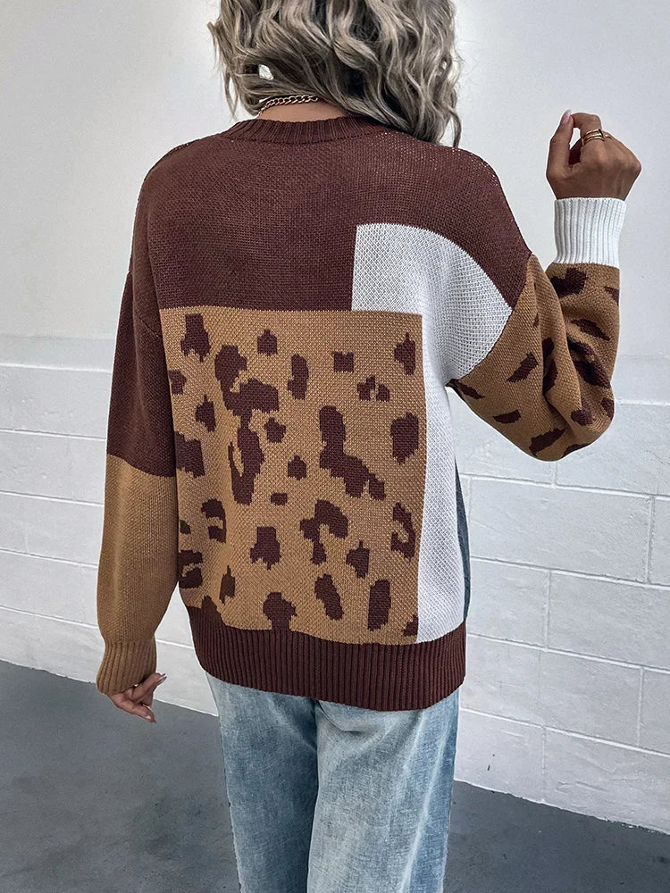 Irmgard – Veraltet Pullover Mit Leopardenmuster Patchwork