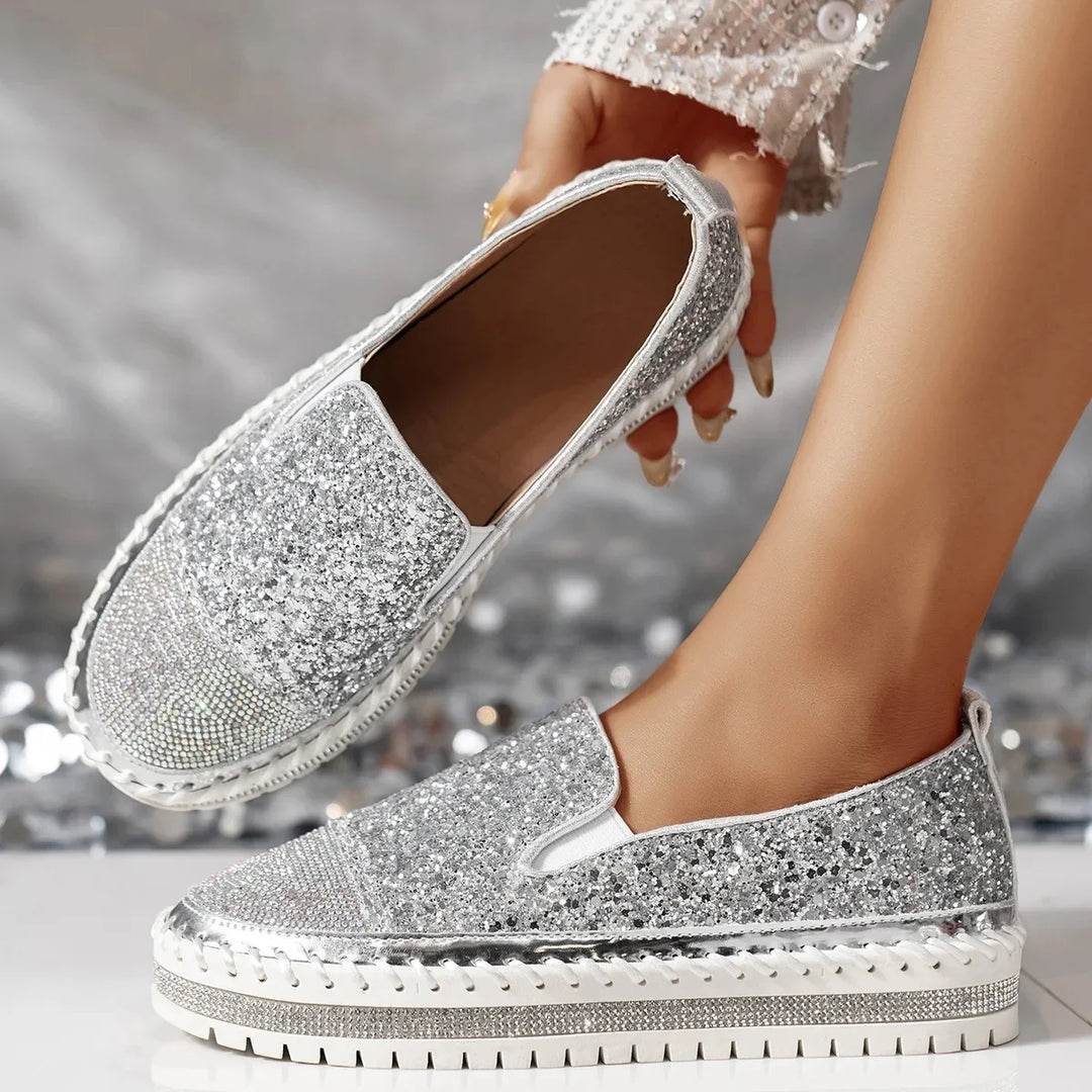 Lizka – Plateau Loafer Mit Glitzer Und Strass