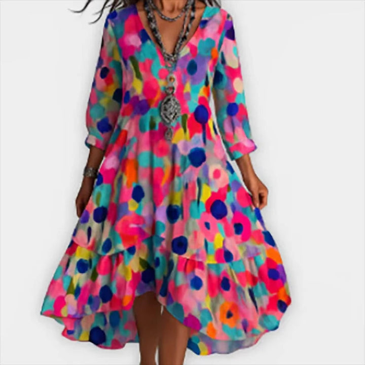 Shanae – Elegantes Midi Kleid Mit Blumenmuster