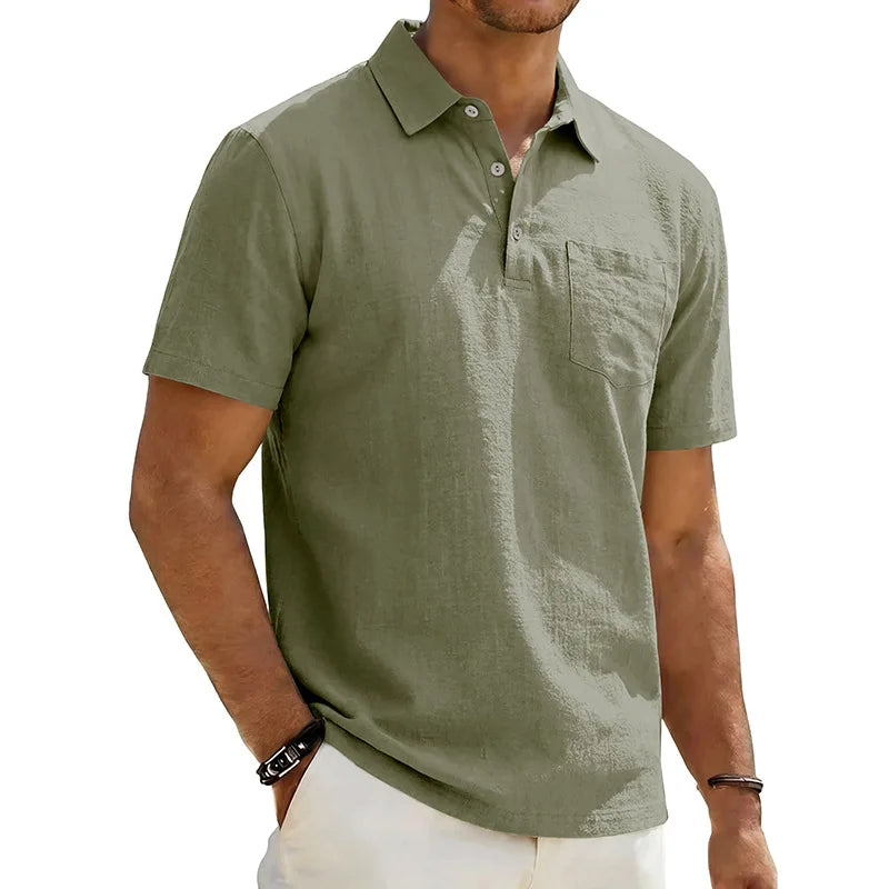 Josef - Leinen-Poloshirt Mit Kurzen Ärmeln