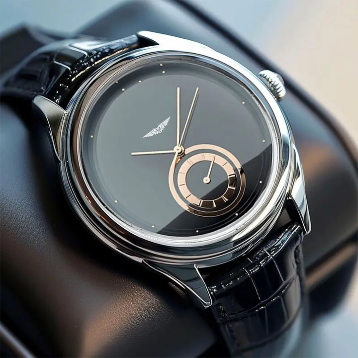 AurexTime – Klassische Lederuhr Mit Zweifarbigem Goldenem Zifferblatt