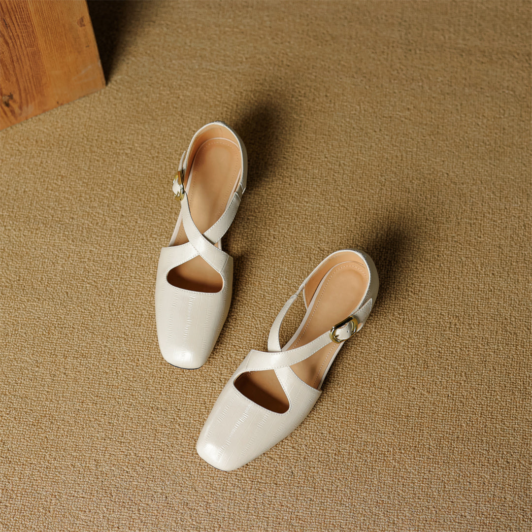 Malena - Leder Kreuzriemen Schuhe
