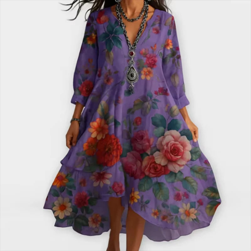 Shanae – Elegantes Midi Kleid Mit Blumenmuster