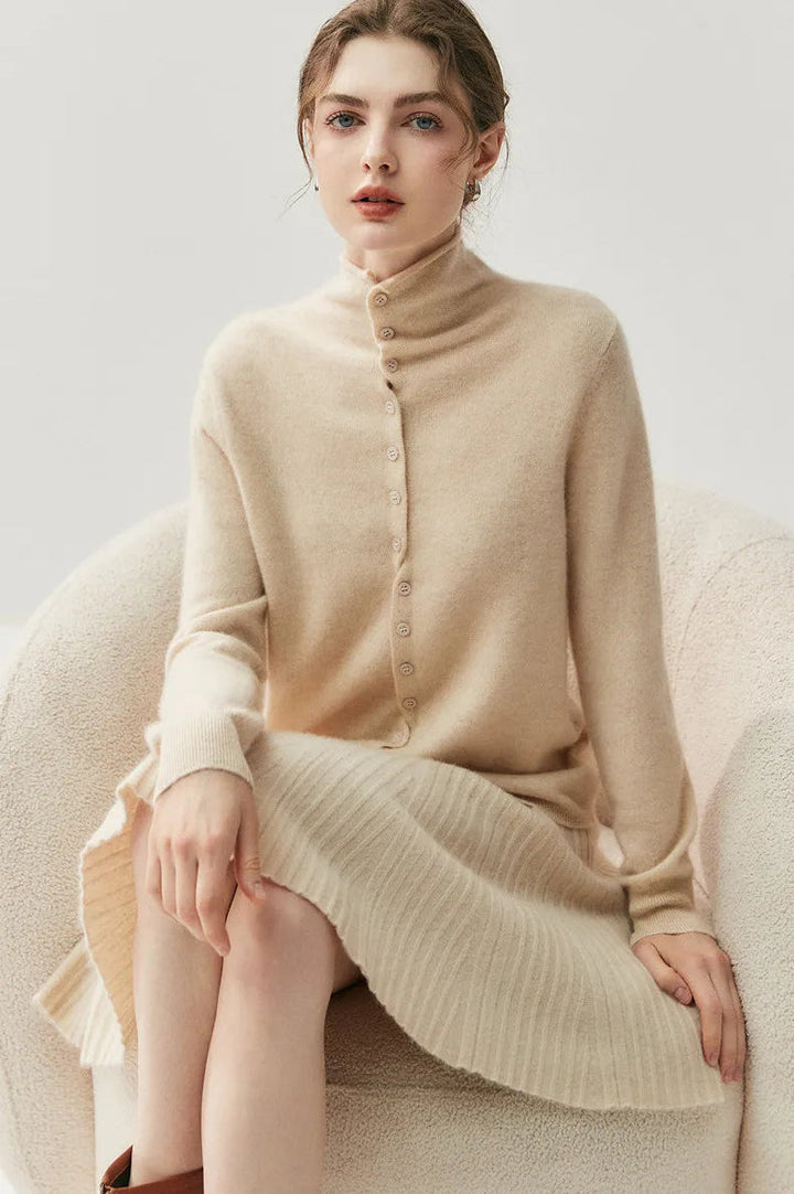 Areum - Langärmelige Kaschmir Strickjacke Mit Knopfleiste