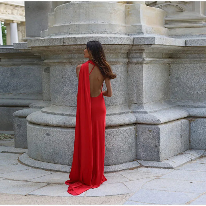 Lucila - Hals Halfter Maxikleid