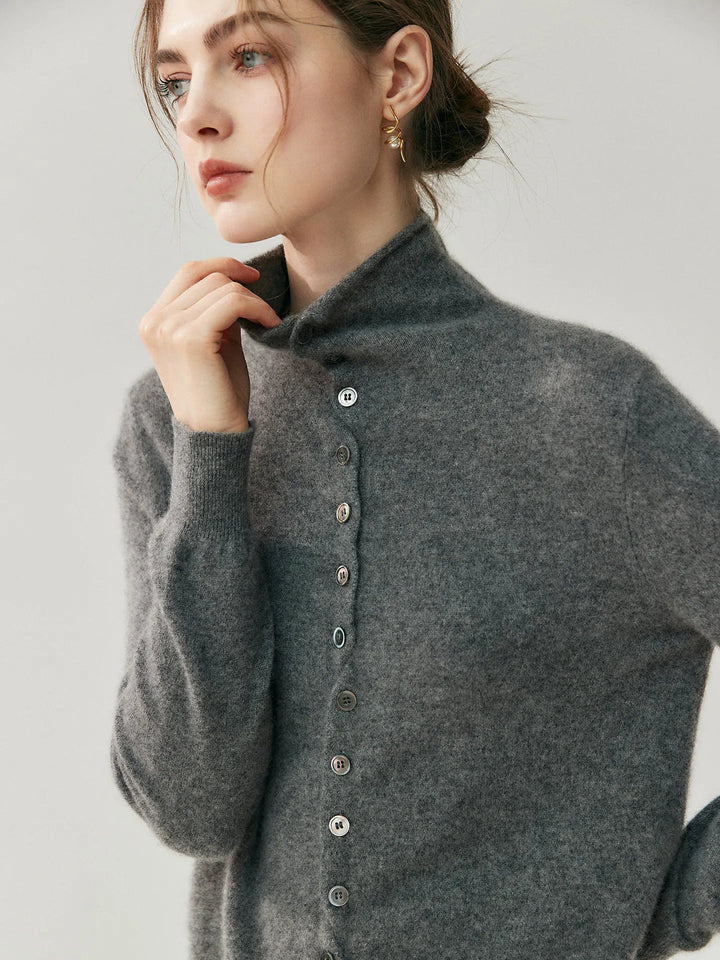 Areum - Langärmelige Kaschmir Strickjacke Mit Knopfleiste