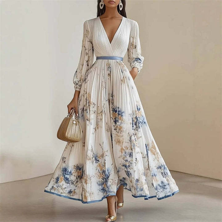 Pramudi - Elegantes Maxi Kleid Mit langen Ärmeln