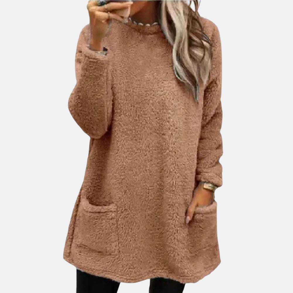 Oriella - Weicher Fleece Pullover Mit Tasche