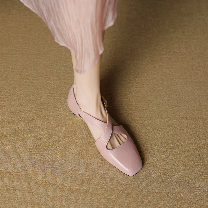 Malena - Leder Kreuzriemen Schuhe