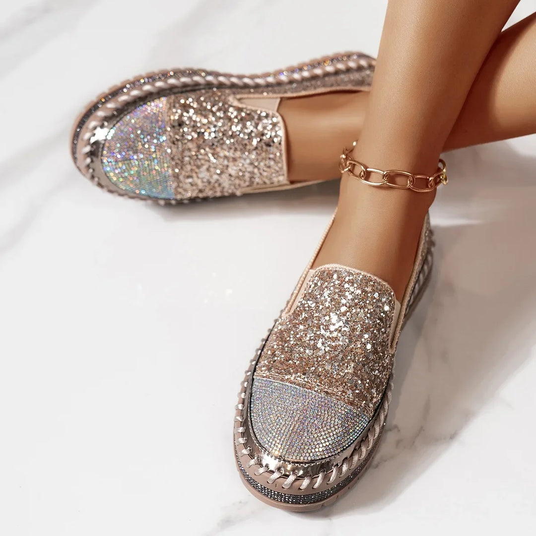 Lizka – Plateau Loafer Mit Glitzer Und Strass