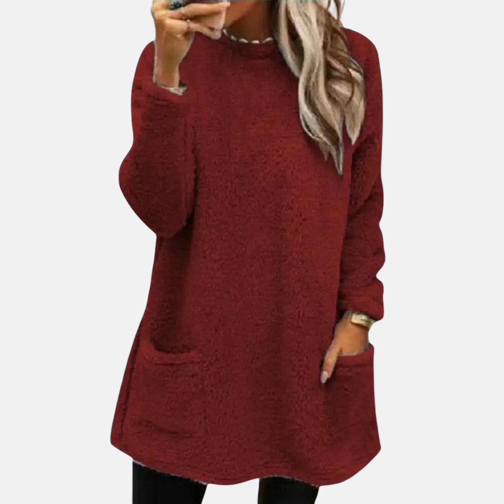Oriella - Weicher Fleece Pullover Mit Tasche