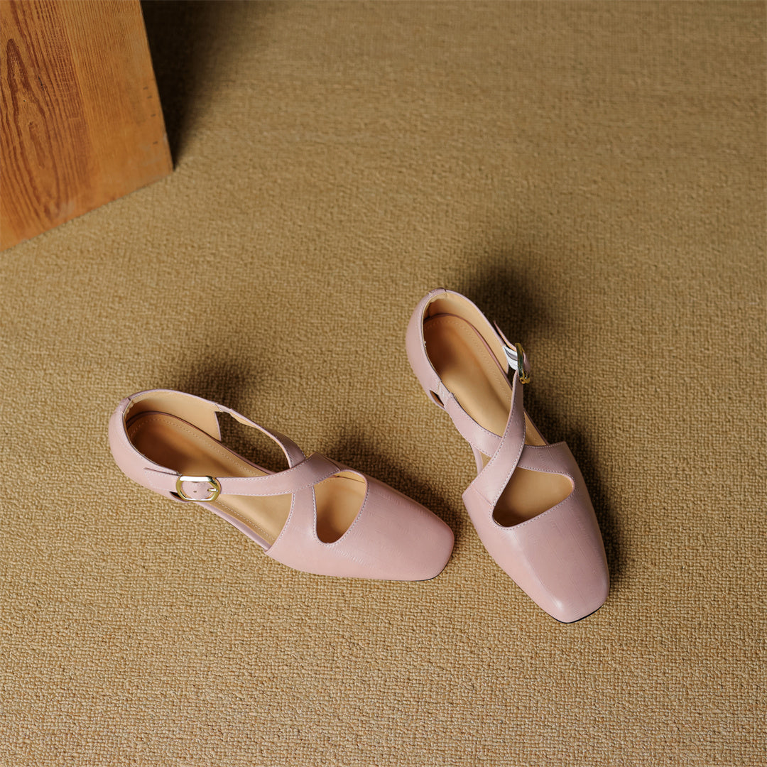 Malena - Leder Kreuzriemen Schuhe