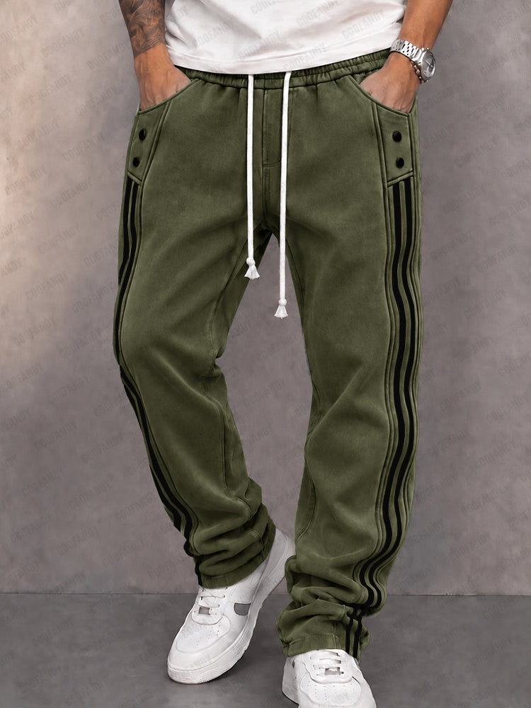 Danley - Lässige Jogging Hose Aus Kunstwildleder Mit Seitlichem Streifen