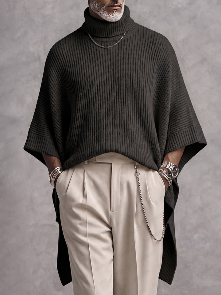 Joash – Oversize-poncho-pullover Mit Geripptem Rollkragen