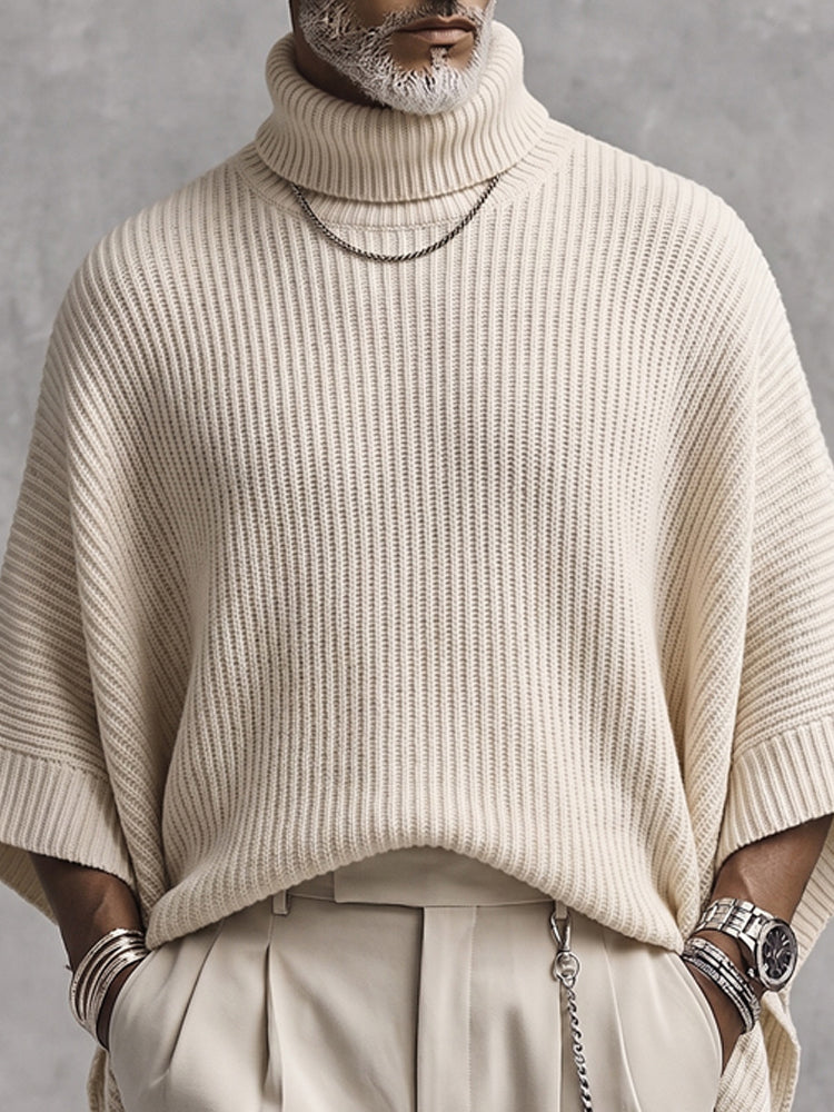 Joash – Oversize-poncho-pullover Mit Geripptem Rollkragen