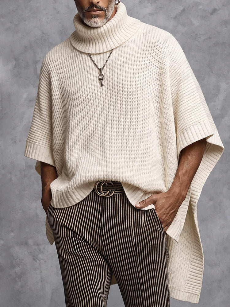 Joash – Oversize-poncho-pullover Mit Geripptem Rollkragen