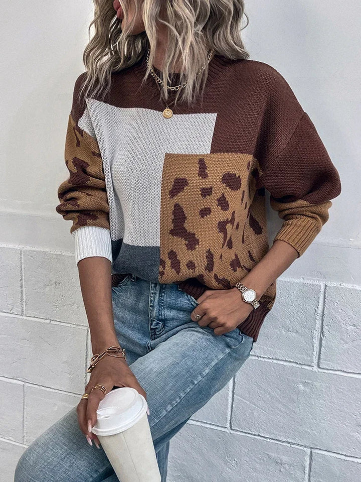 Irmgard – Veraltet Pullover Mit Leopardenmuster Patchwork