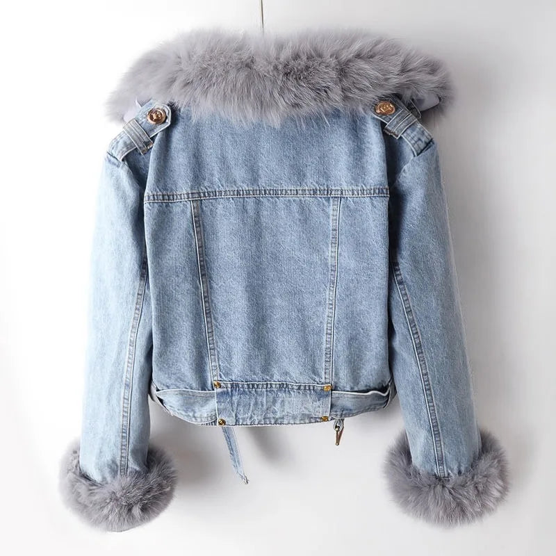 Phylicia - Elegante Jeansjacke Aus Kunstfell