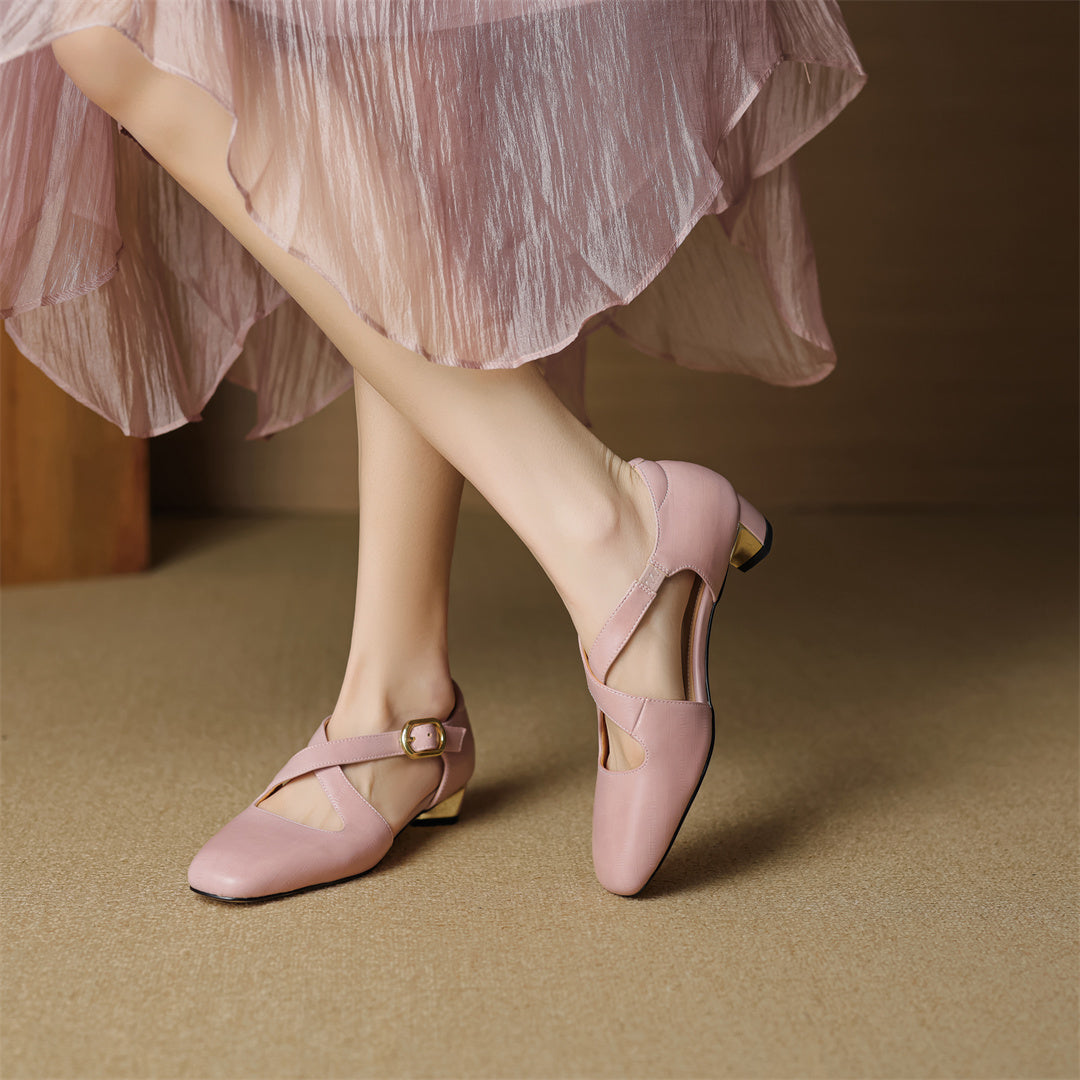Malena - Leder Kreuzriemen Schuhe