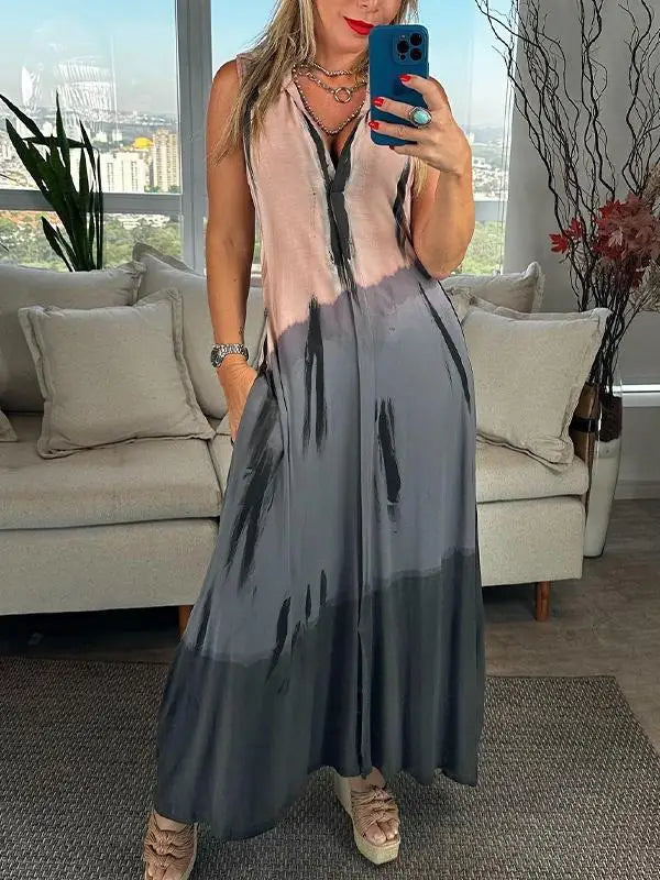 Meleana – Ärmelloses Kleid mit V-Ausschnitt