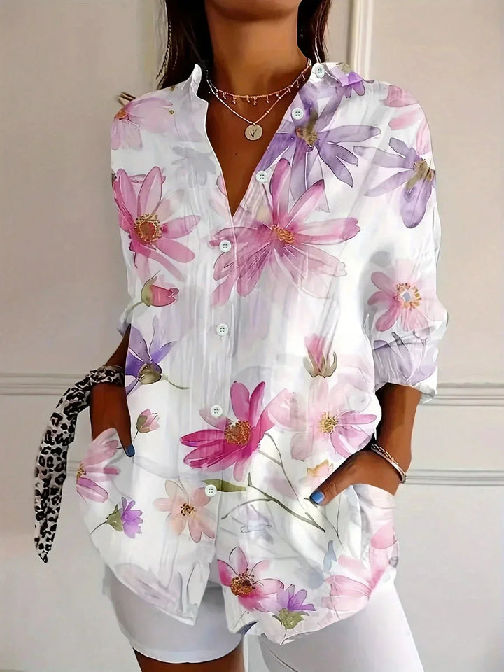Tzufit - Elegantes Langarm Hemd Mit Buntem Muster