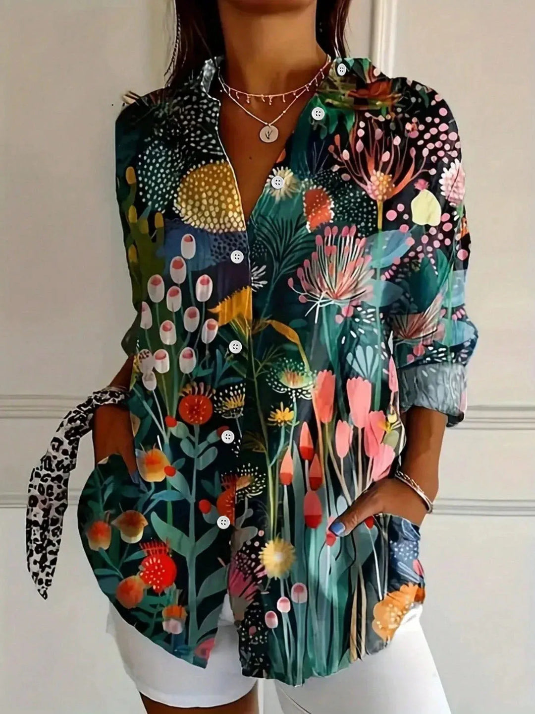 Tzufit - Elegantes Langarm Hemd Mit Buntem Muster