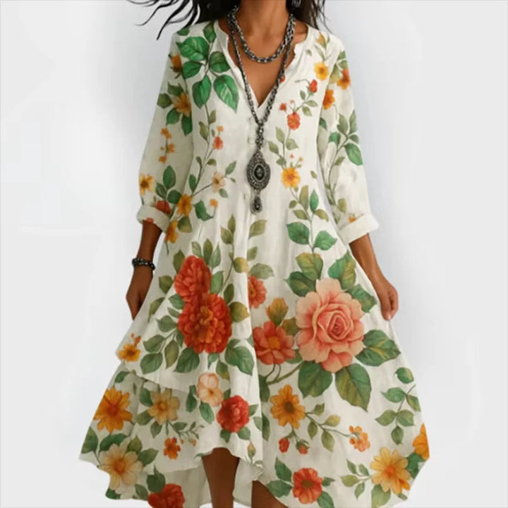 Shanae – Elegantes Midi Kleid Mit Blumenmuster