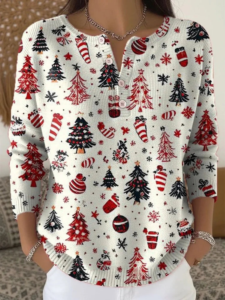 Moneeka – Weihnachts Pullover Mit Knöpfen