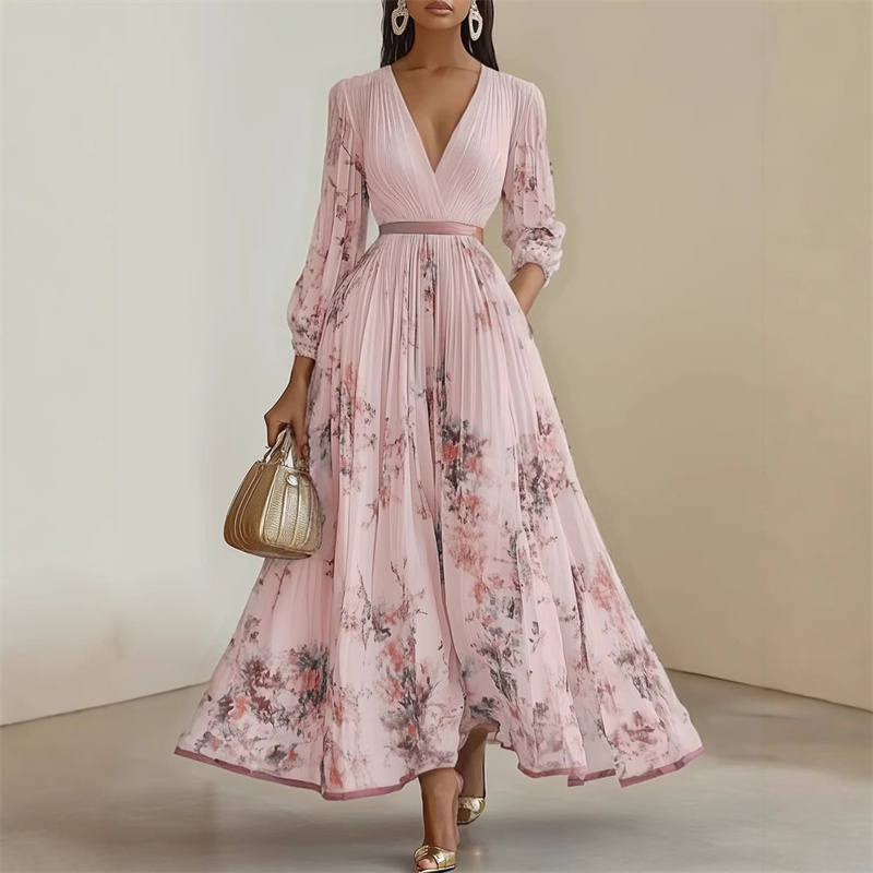 Pramudi - Elegantes Maxi Kleid Mit langen Ärmeln