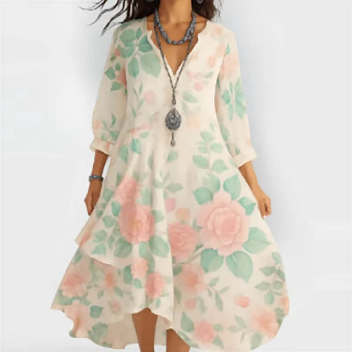 Shanae – Elegantes Midi Kleid Mit Blumenmuster