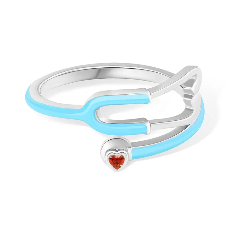 Caitleen – Stethoskop Ring Mit Herz Geburtsstein