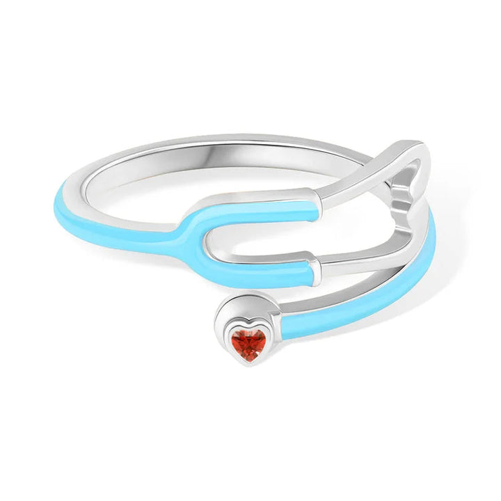 Caitleen – Stethoskop Ring Mit Herz Geburtsstein