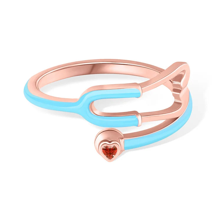 Caitleen – Stethoskop Ring Mit Herz Geburtsstein