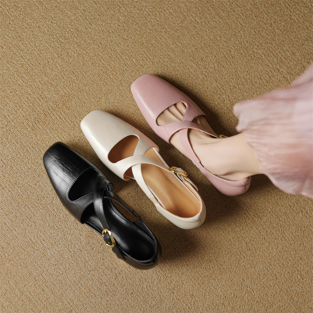Malena - Leder Kreuzriemen Schuhe