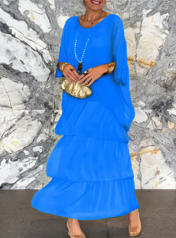 Leona - Lockeres Maxikleid Mit Rundhalsausschnitt