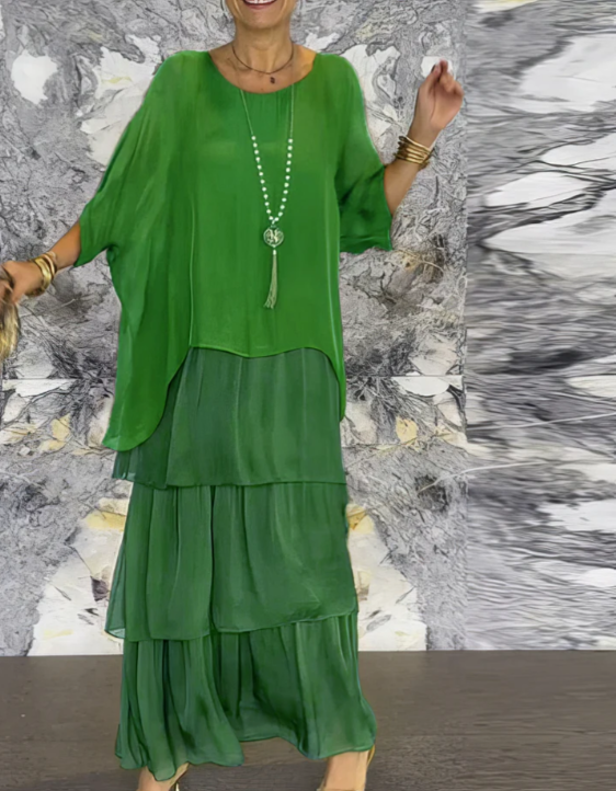 Leona - Lockeres Maxikleid Mit Rundhalsausschnitt