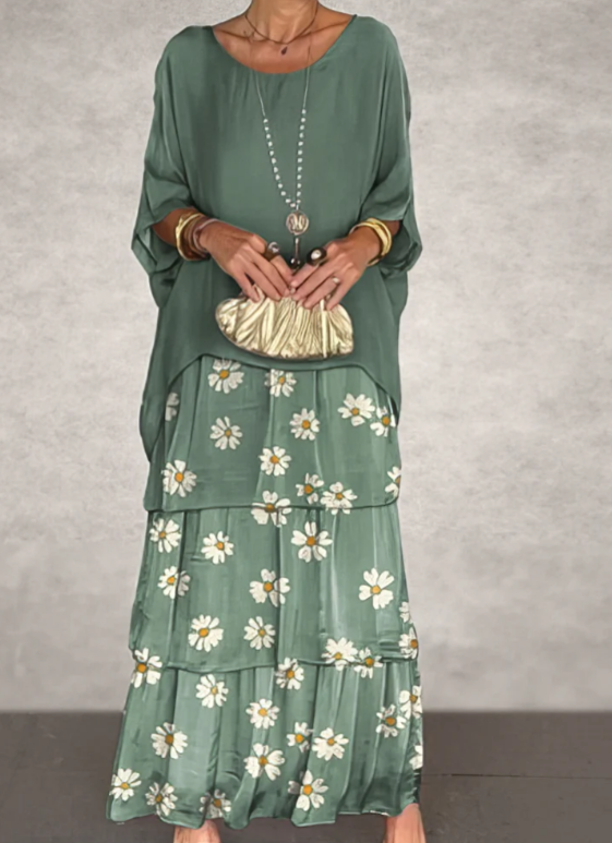 Leona - Lockeres Maxikleid Mit Rundhalsausschnitt