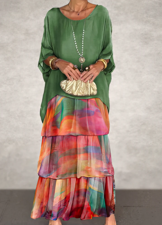 Leona - Lockeres Maxikleid Mit Rundhalsausschnitt