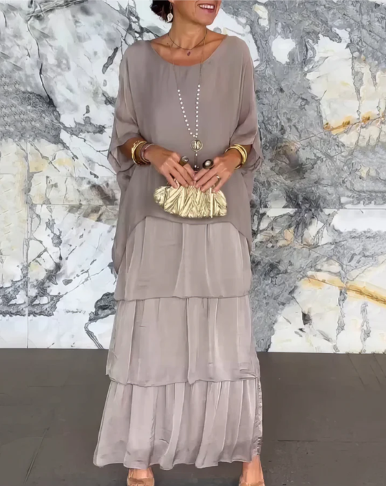 Leona - Lockeres Maxikleid Mit Rundhalsausschnitt