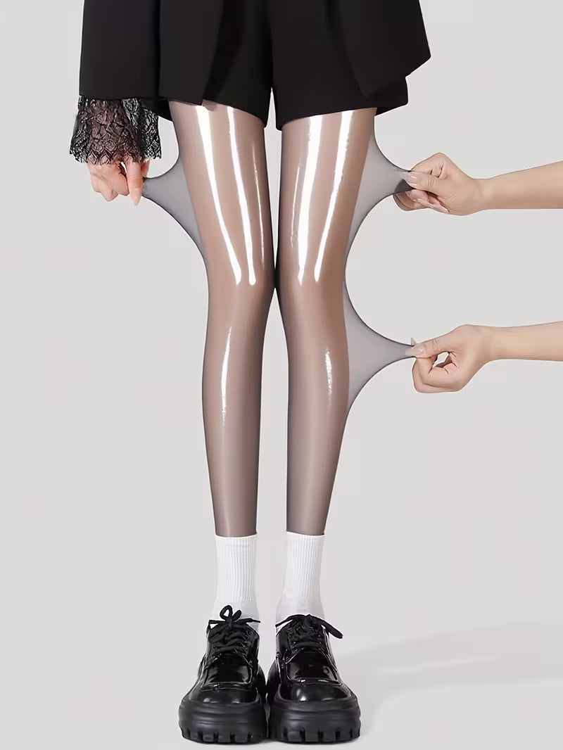 Bekah – Hochglänzende Stretch Strumpfhose Mit Fußteil