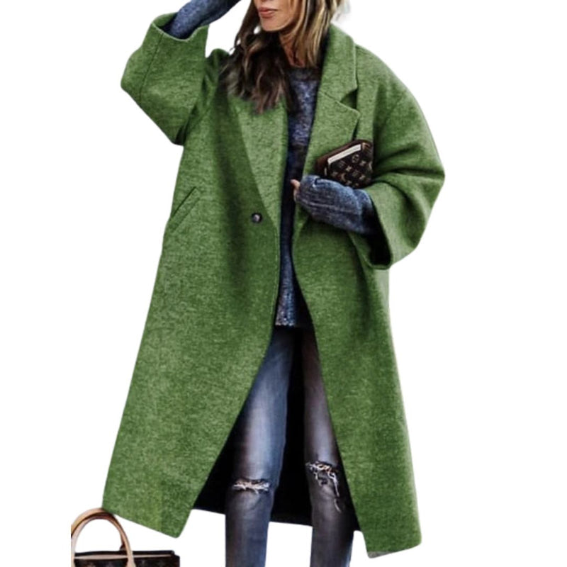 Orsolya – Langärmeliger Mantel mit Taschen Und Drucken