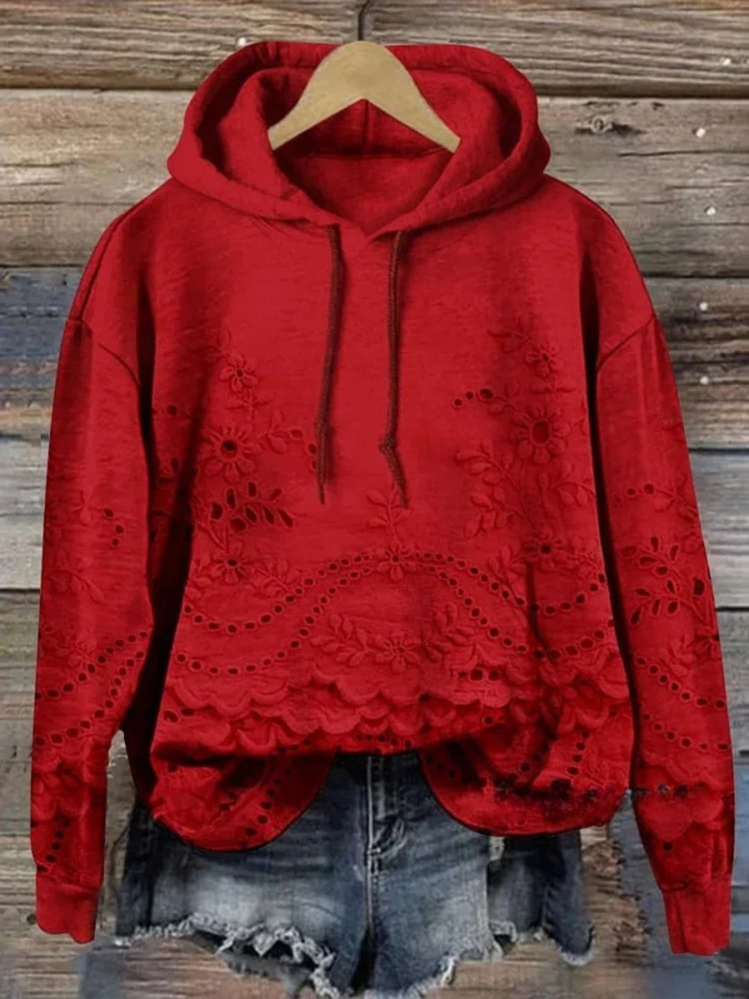 Leenja – Lässiger Kapuzenpullover Mit strukturiertem Blumenmuster