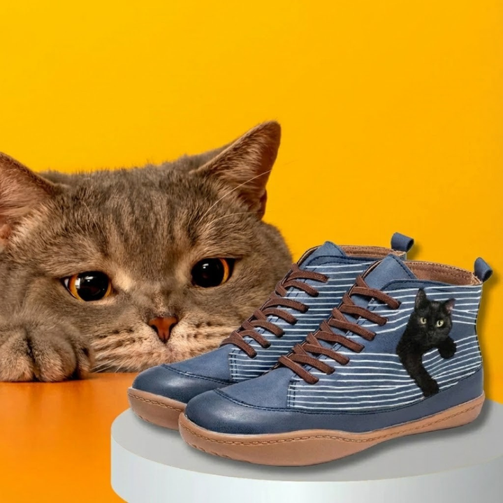 Zara - Stylischer Stiefel Mit Katzenmotiv